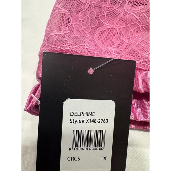 NEW Frederick's of Hollywood Delphine Satin Lace Sleep Set Plus 1X Pink NWT - Picture 5 of 12